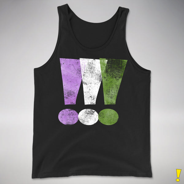 Genderqueer Pride Exclamation Points Premium Tank Top - Black